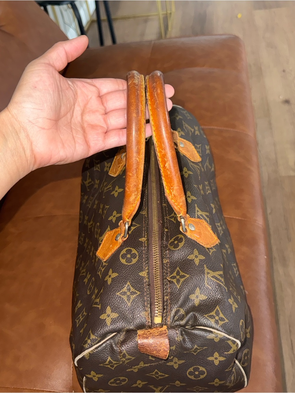Louis Vuitton Monogram Canvas Satchel with Tan Leather Trim - Picture 2 of 5
